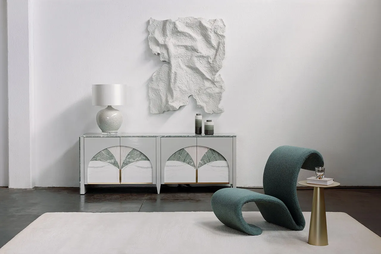 Marble sideboard with doors BILOBA by Greenapple