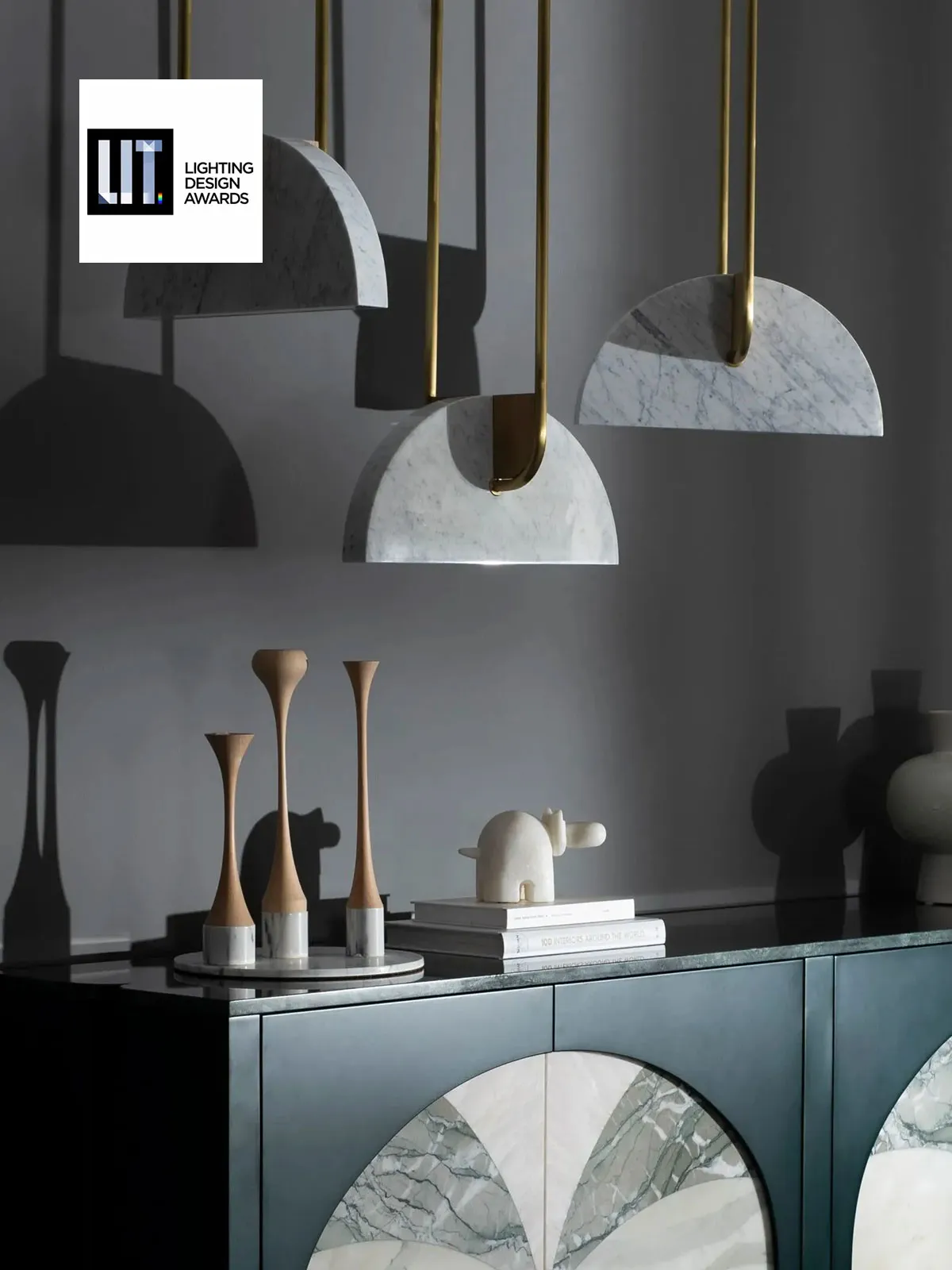 PESSOA LED pendant lamp in Carrara marble by Greenapple