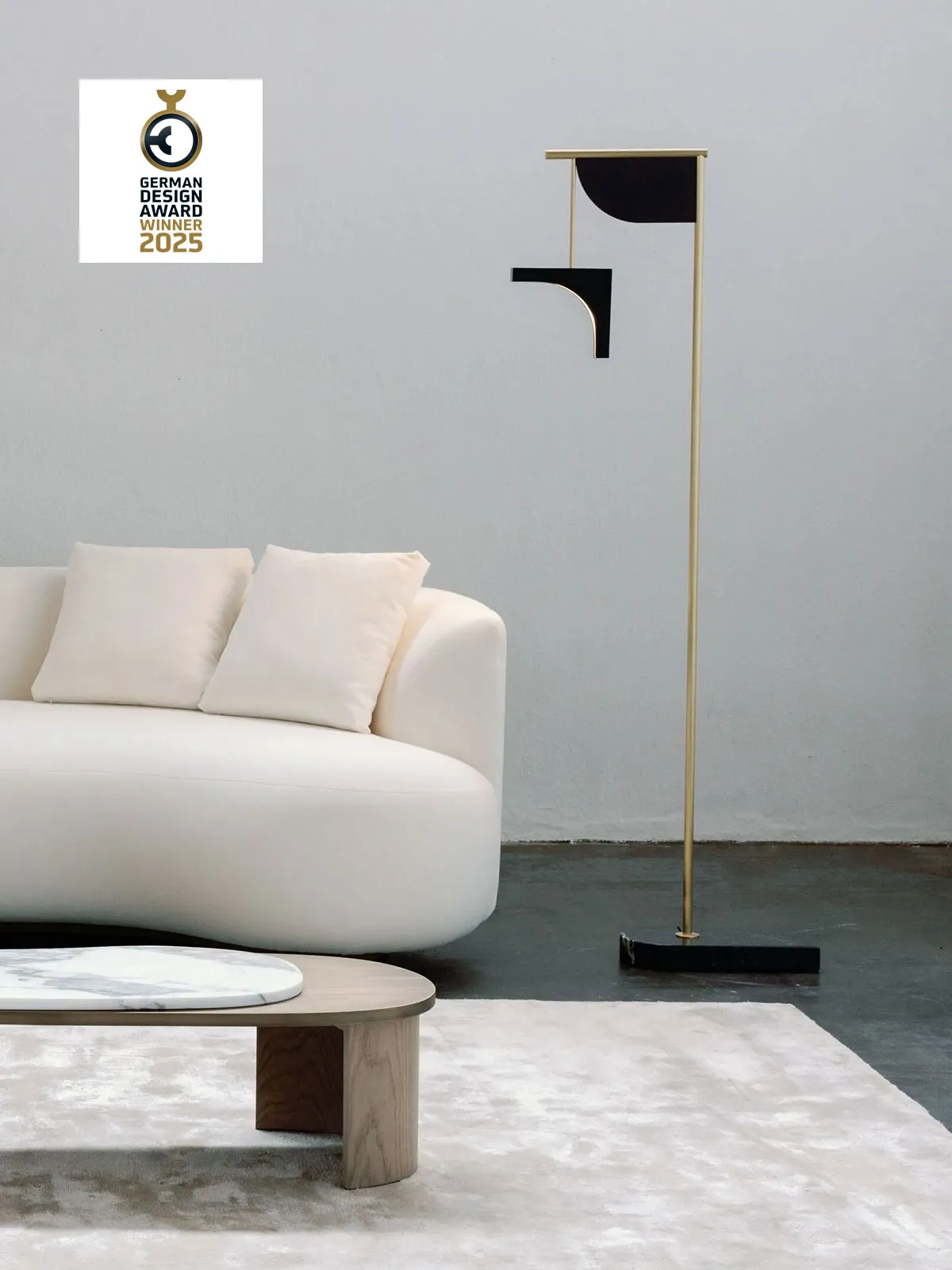 OPPOSITE LED floor lamp in brass with marble base by Greenapple