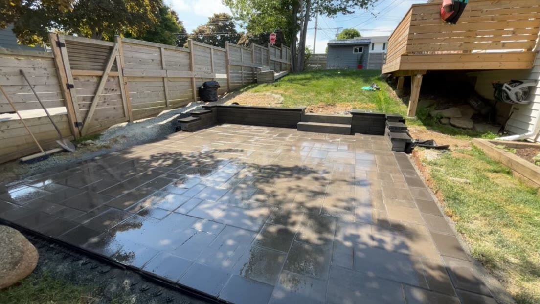 Landscaping and excavation project by Green Apple Landscaping Builders